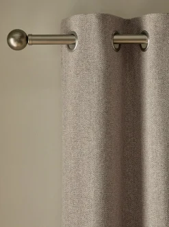 Next Brushed Herringbone Eyelet Blackout Thermal Curtains Natural Sale
