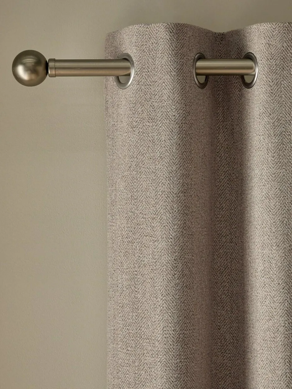 Next Brushed Herringbone Eyelet Blackout Thermal Curtains Natural Sale