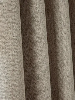 Next Brushed Herringbone Eyelet Blackout Thermal Curtains Natural Sale