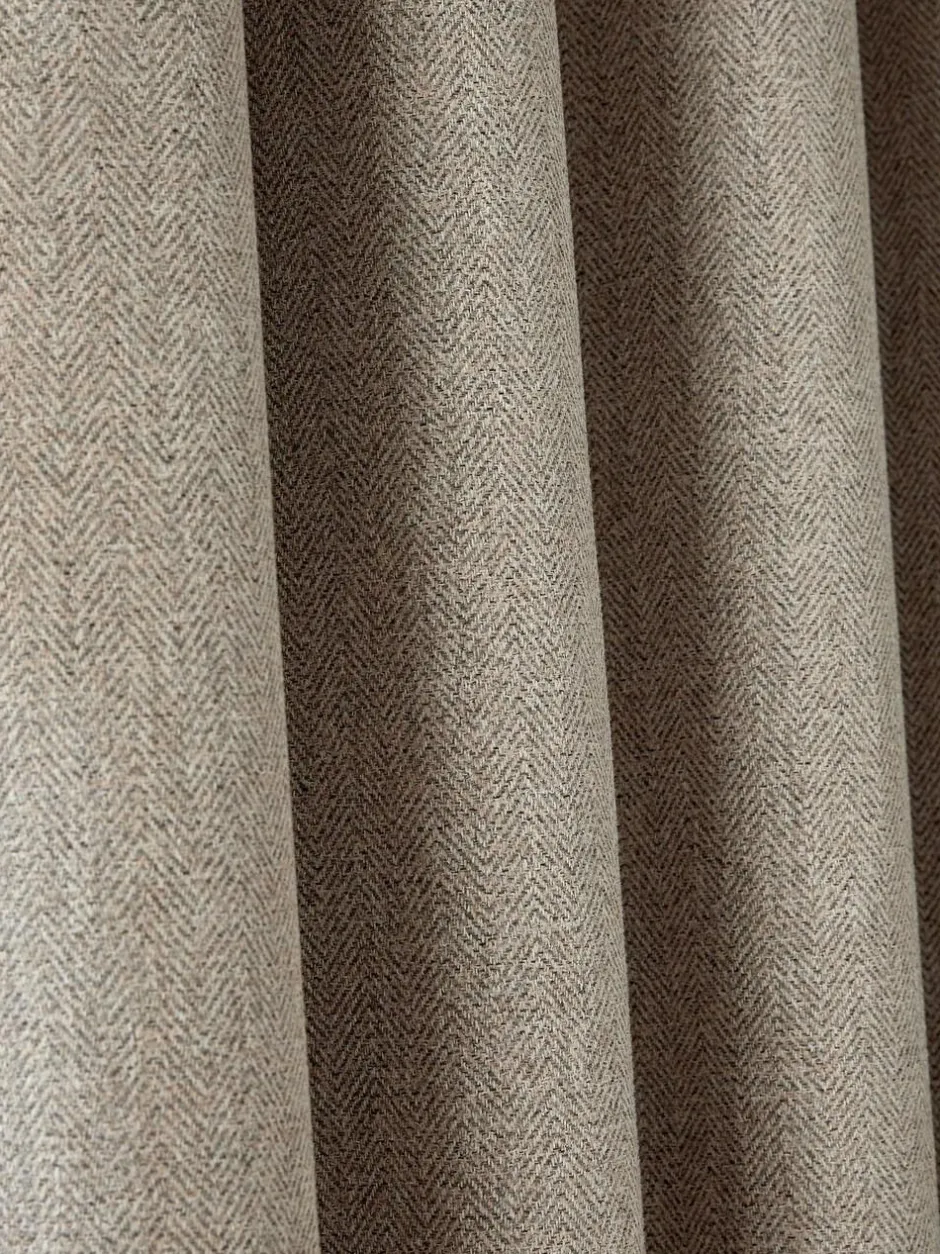 Next Brushed Herringbone Eyelet Blackout Thermal Curtains Natural Sale