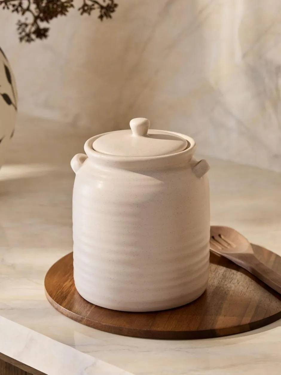 Next Natural Ceramic Ribbed Biscuit Jar Outlet