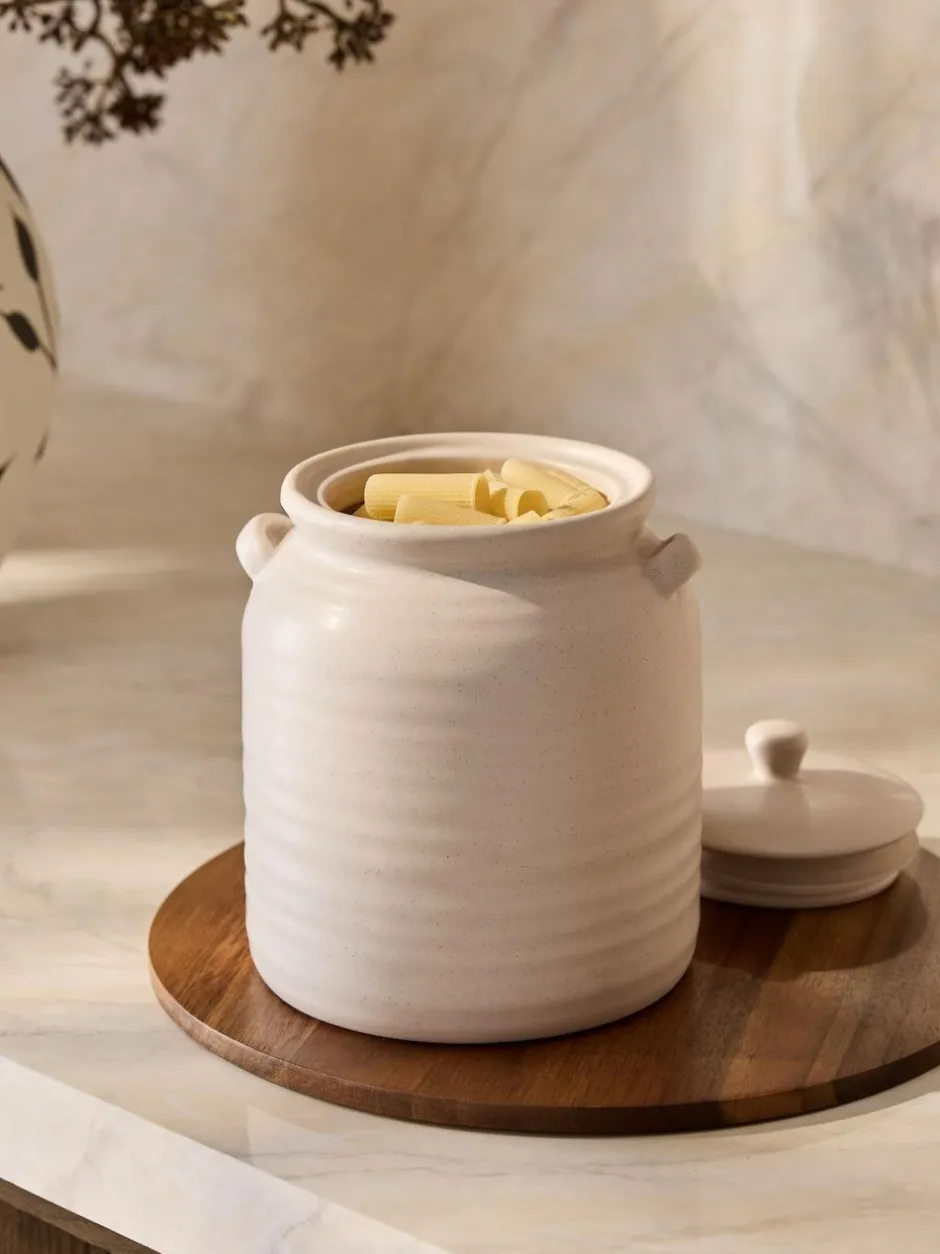 Next Natural Ceramic Ribbed Biscuit Jar Outlet
