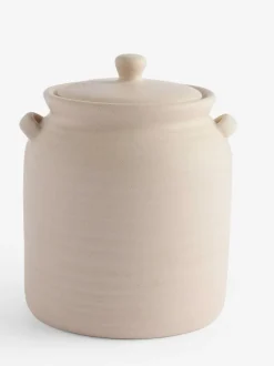 Next Natural Ceramic Ribbed Biscuit Jar Outlet