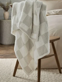 Next Natural Checkerboard Knit Fleece Throw Best