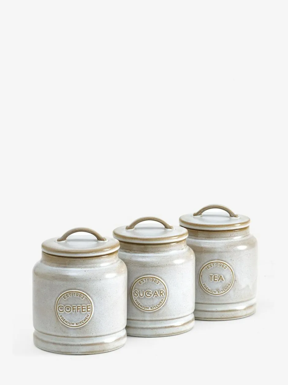 Next Country Badge Set of 3 Storage Jars Natural New