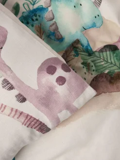 Next Natural Dinosaurs 100% Cotton Textured Printed Duvet Cover and Pillowcase Set Discount
