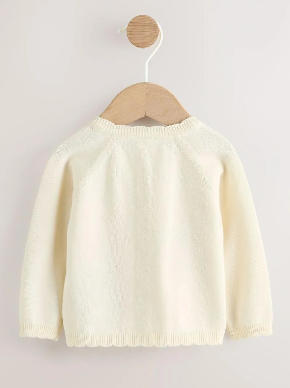 Next Natural Embroidered Baby Bunny Cardigan (0mths-3yrs) Outlet