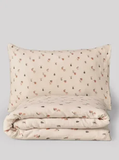 Next Crinkle Muslin 100% Cotton Duvet Cover and Pillowcase Set Natural Fruit Peach