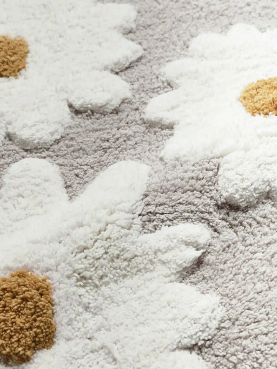 Next Daisy 100% Cotton Bath Mat Natural Grey Clearance