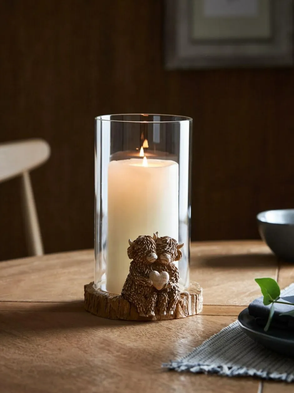 Next Natural Hamish The Highland Cow Hurricane Candle Holder Hot