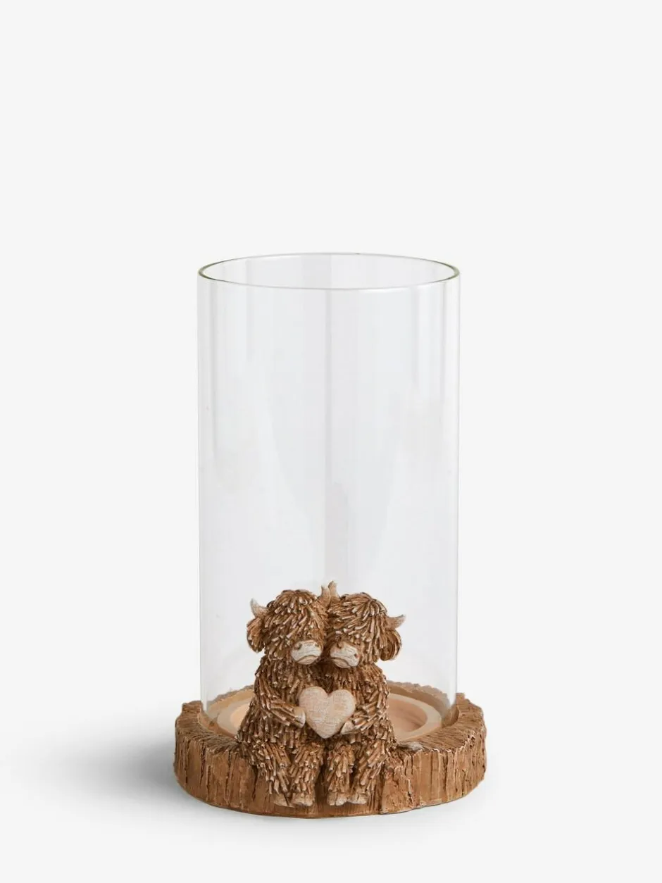 Next Natural Hamish The Highland Cow Hurricane Candle Holder Hot