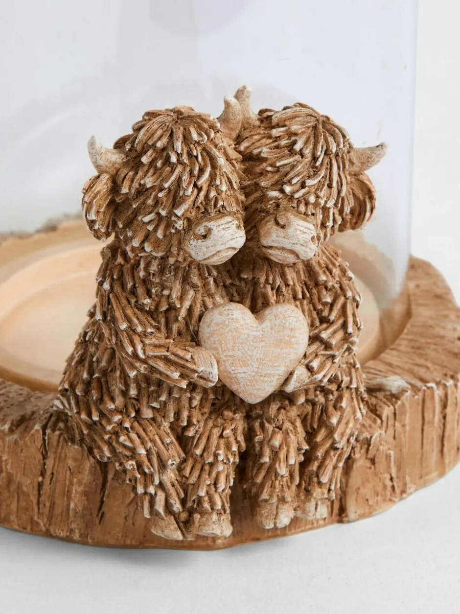 Next Natural Hamish The Highland Cow Hurricane Candle Holder Hot