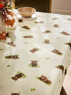 Next Natural Hamish The Highland Cow Wipe Clean Tablecloth Clearance