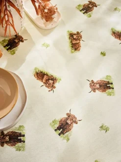 Next Natural Hamish The Highland Cow Wipe Clean Tablecloth Clearance