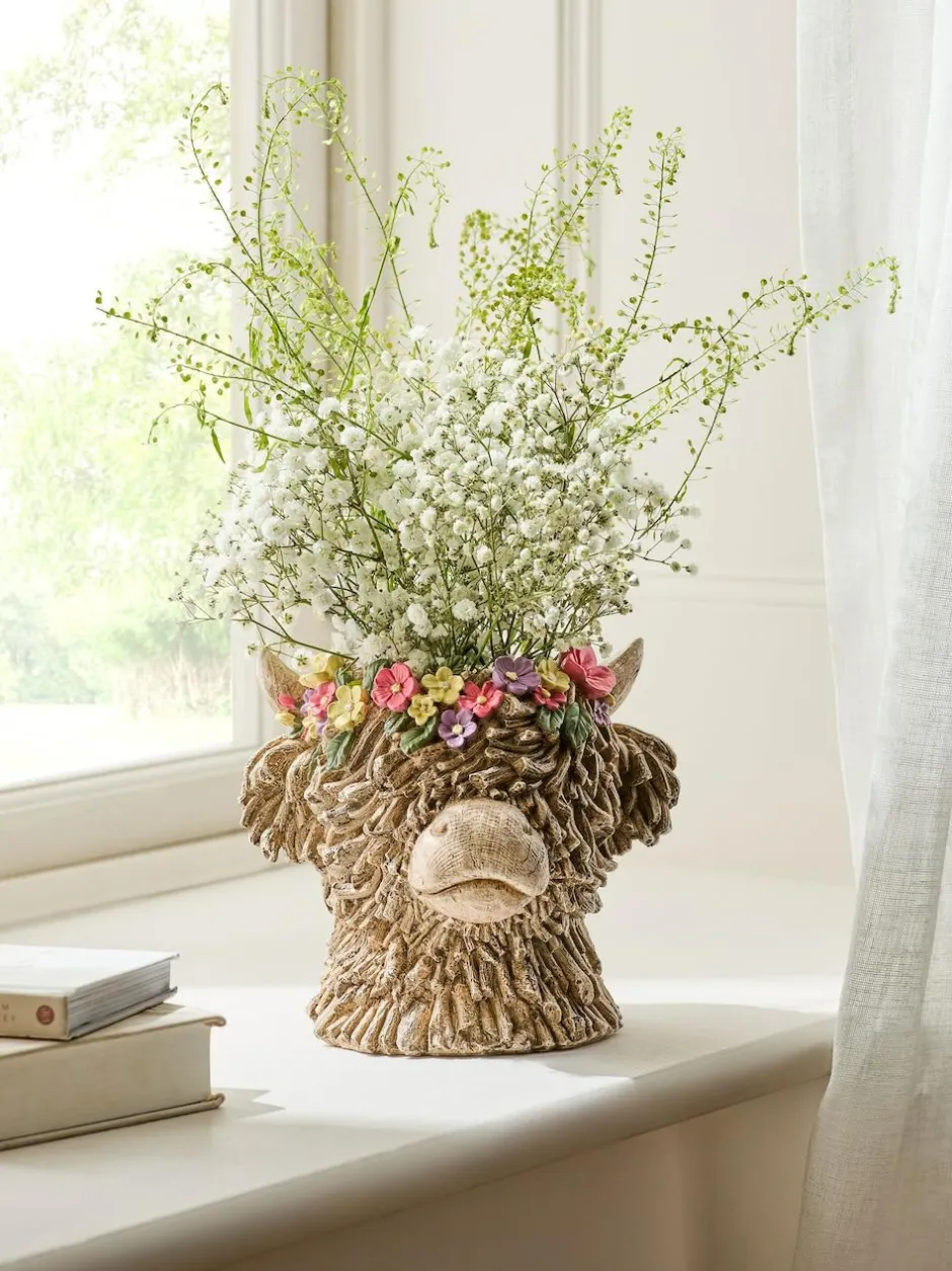 Next Natural Hamish the Highland Cow Floral Vase Discount