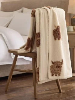 Next Natural Hamish The Highland Cow Borg Throw Clearance