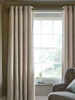 Next Natural Heavyweight Chenille Eyelet Blackout/Thermal Curtains Sale