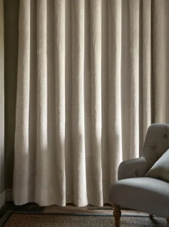 Next Natural Heavyweight Chenille Eyelet Blackout/Thermal Curtains Sale
