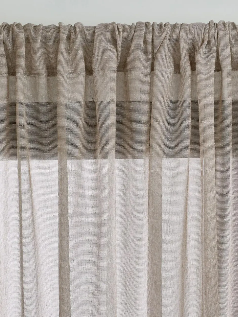 Next Linen Look Voile Slot Top Sheer Panel Curtain Natural Clearance