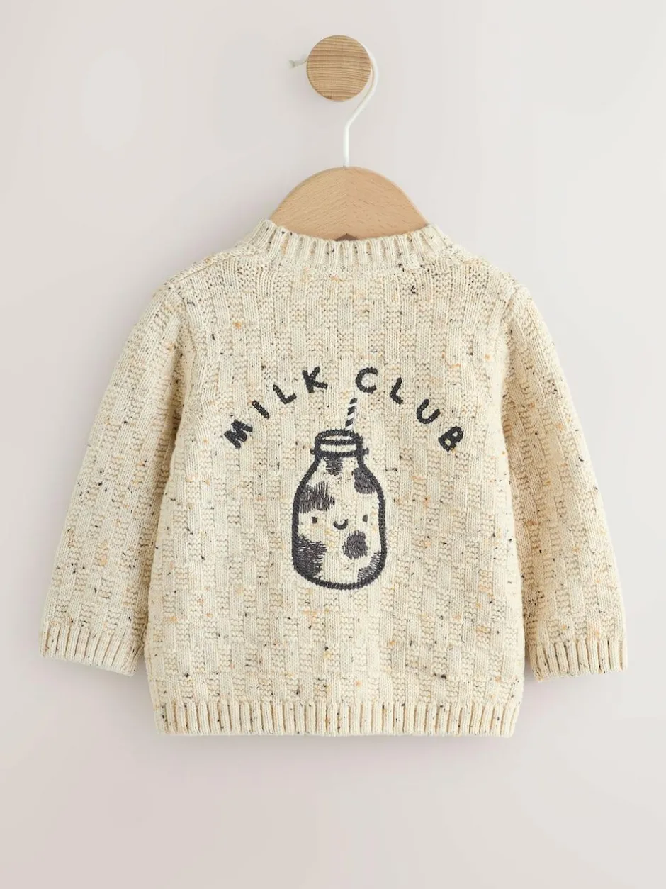 Next Natural Milk Club Embroidered Baby Cardigan Sale