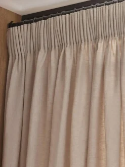 Next Natural N. Premium Collection 100% Linen Pencil Pleat Lined Curtains Outlet