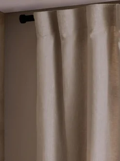 Next Natural N. Premium Collection 100% Linen Wave Header Lined Curtains