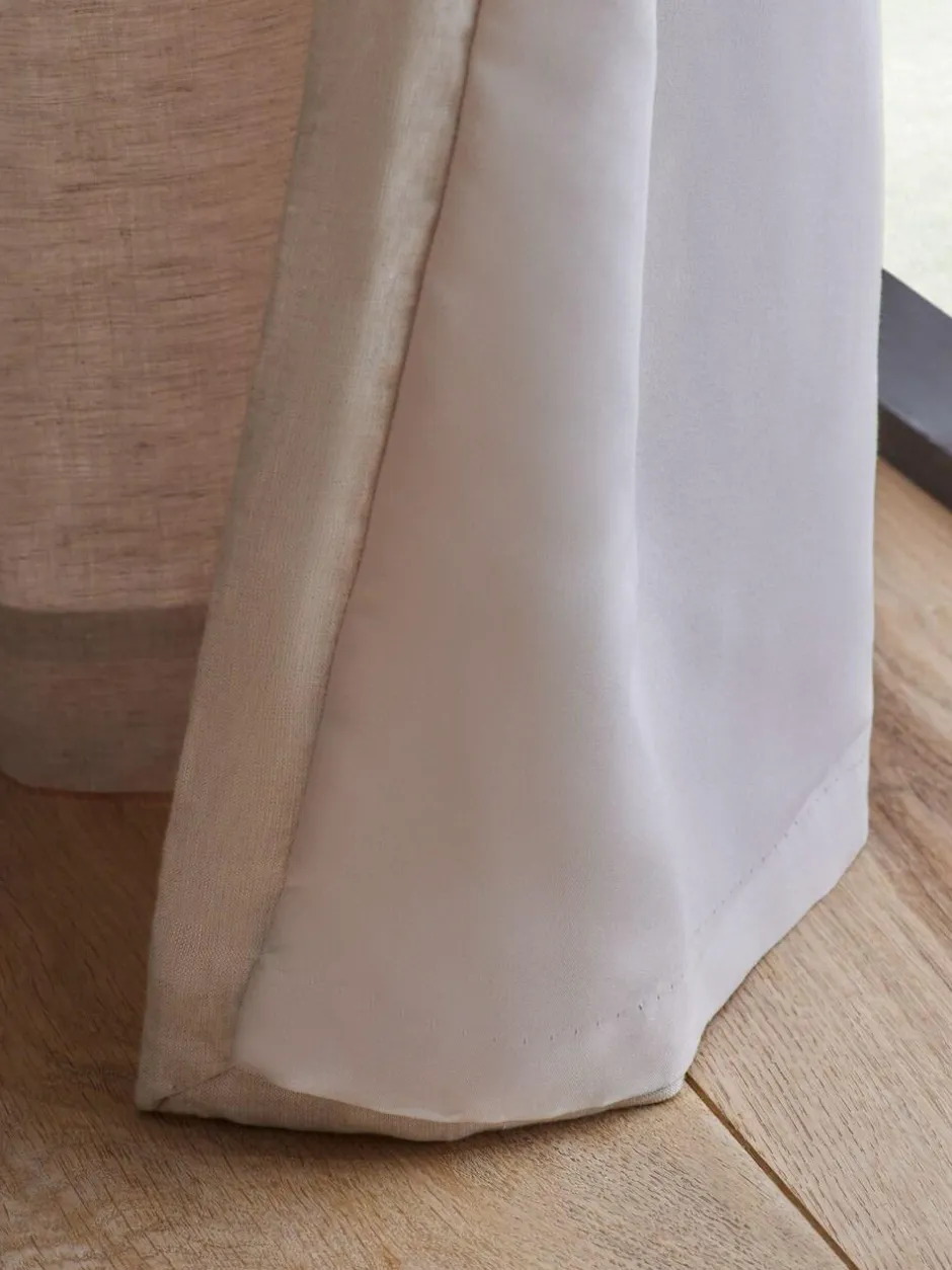 Next Natural N. Premium Collection 100% Linen Wave Header Lined Curtains