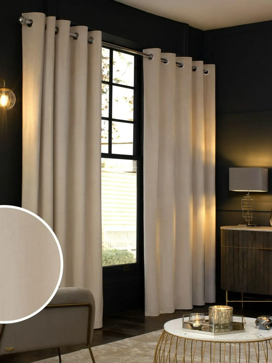 Next Natural Oatmeal Matte Velvet Blackout/Thermal Curtains Outlet