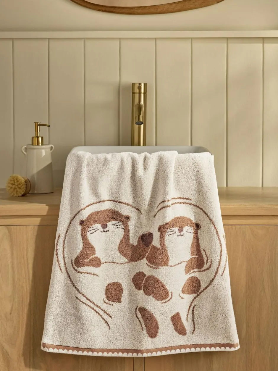 Next Natural Otter Heart Towel Clearance