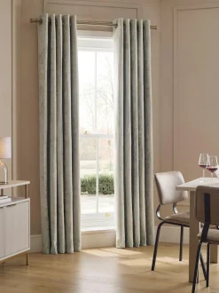 Next Plush Chenille Blackout/Thermal Eyelet Curtains Natural Clearance