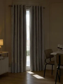 Next Plush Chenille Blackout/Thermal Eyelet Curtains Natural Clearance