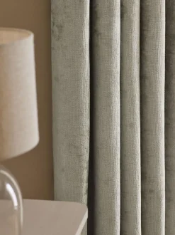 Next Plush Chenille Blackout/Thermal Eyelet Curtains Natural Clearance