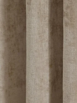 Next Plush Chenille Super Thermal Eyelet Curtains Natural Clearance