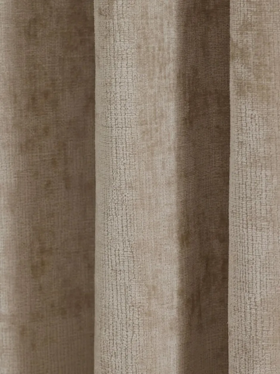 Next Plush Chenille Super Thermal Eyelet Curtains Natural Clearance