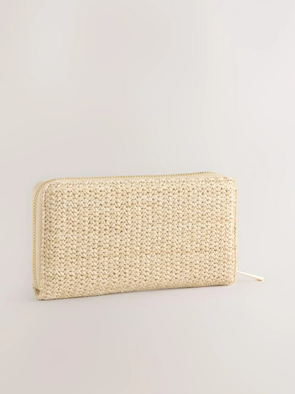 Next Natural Raffia Effect Purse Clearance