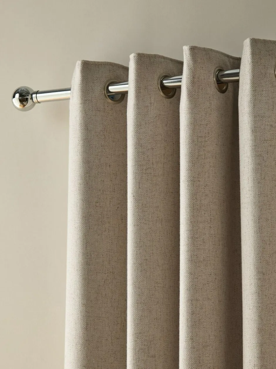 Next Soft Weave Linen Blend Blackout/Thermal Eyelet Curtains Natural Best