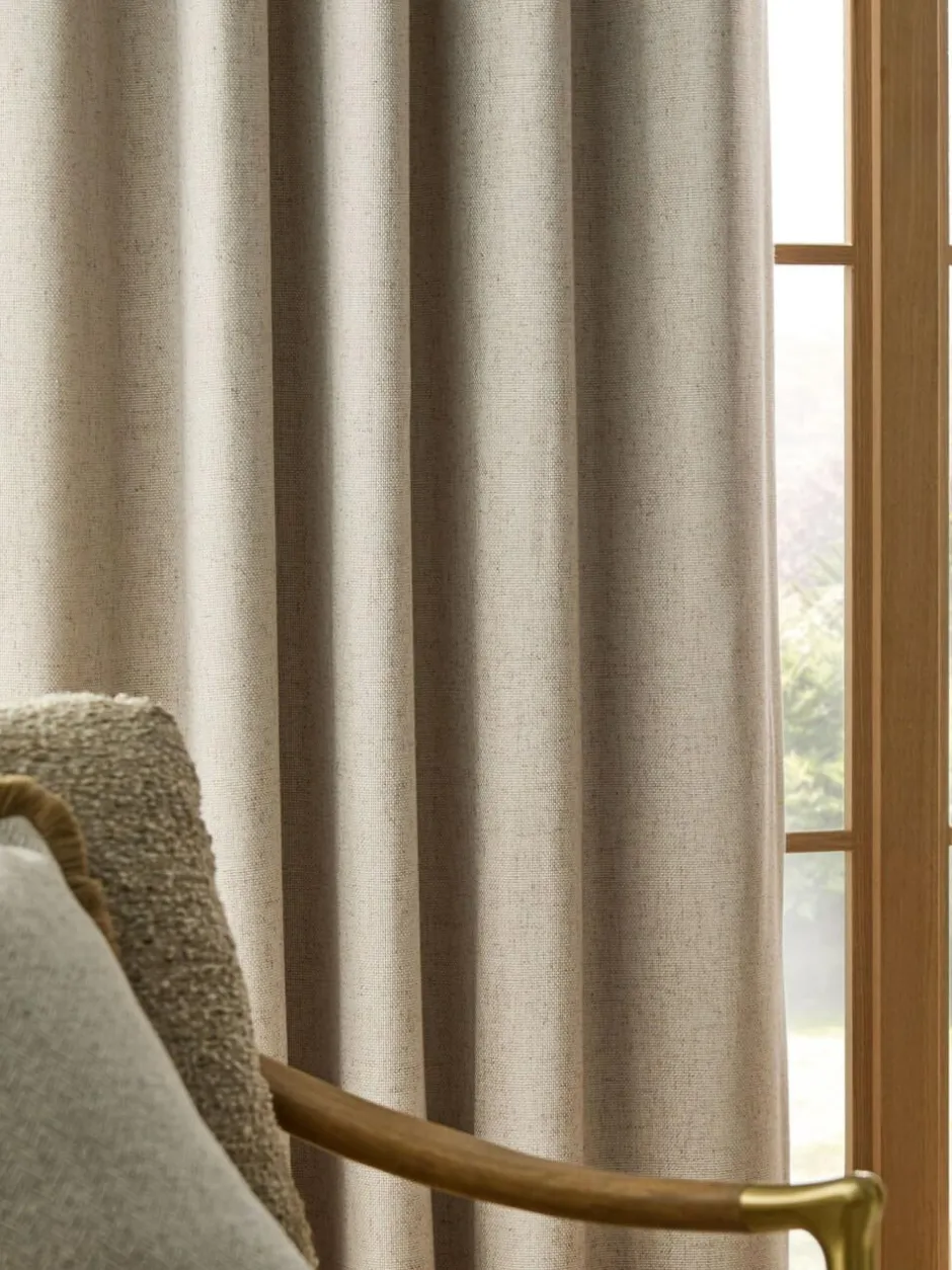 Next Soft Weave Linen Blend Blackout/Thermal Eyelet Curtains Natural Best