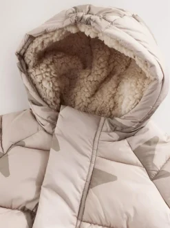 Next Baby Puffer Jacket (0mths-2yrs) Natural Star All Over Printed New