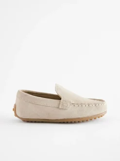 Next Standard Fit (F) Suede Slip-Ons Loafer Shoes Natural Stone Sale