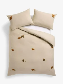 Next Natural Tufted Hamish Supersoft 100% Brushed Cotton Duvet Cover and Pillowcase Set