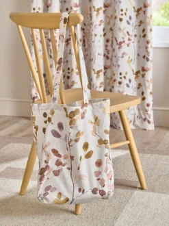 Next Honesty Leaf Floral Print Blackout/Thermal Pencil Pleat Curtains Natural/Orange Discount