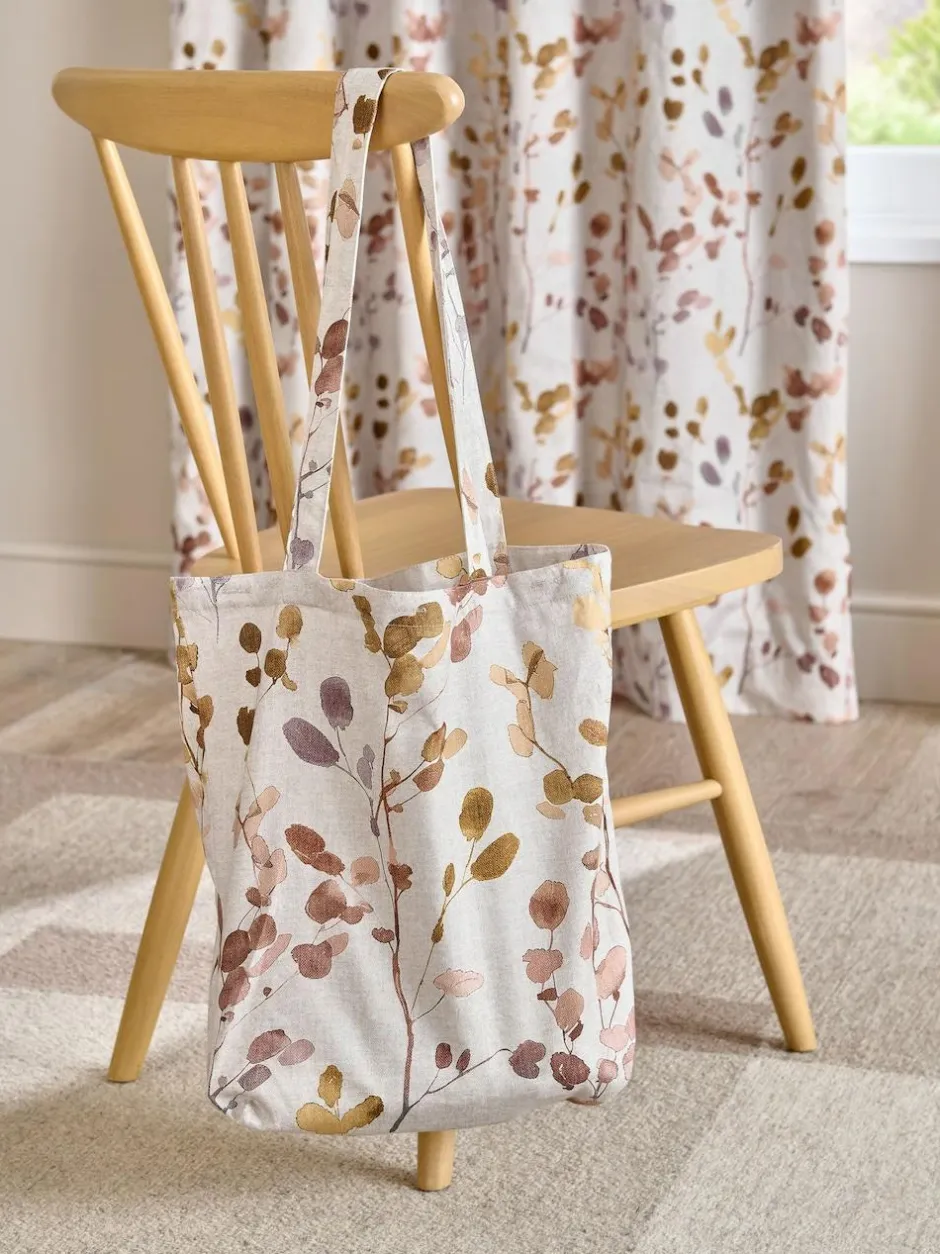 Next Honesty Leaf Floral Print Blackout/Thermal Pencil Pleat Curtains Natural/Orange Discount