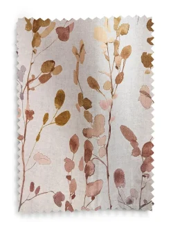 Next Honesty Leaf Floral Print Blackout/Thermal Pencil Pleat Curtains Natural/Orange Discount