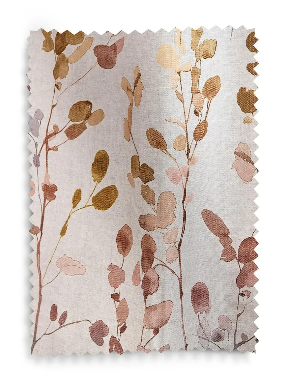 Next Honesty Leaf Floral Print Blackout/Thermal Pencil Pleat Curtains Natural/Orange Discount