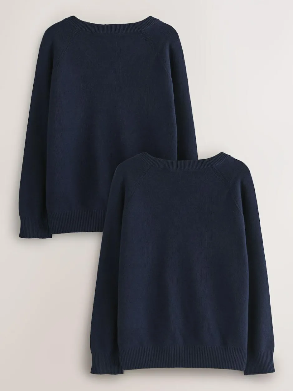 Next 2 Pack Knitted V-Neck Jumper (3-16yrs) Navy Online