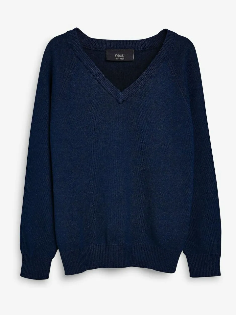 Next 2 Pack Knitted V-Neck Jumper (3-16yrs) Navy Online