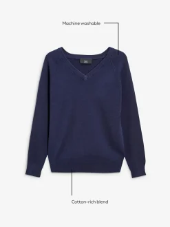 Next 2 Pack Knitted V-Neck Jumper (3-16yrs) Navy Online