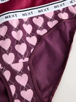 Next Bikini Cotton Logo Knickers 4 Pack Navy Argyle Check Outlet