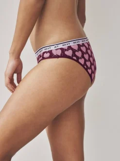 Next Bikini Cotton Logo Knickers 4 Pack Navy Argyle Check Outlet