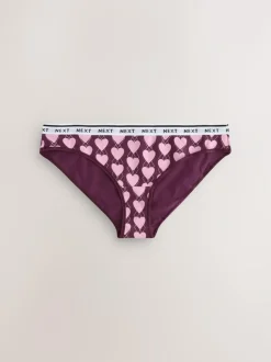 Next Bikini Cotton Logo Knickers 4 Pack Navy Argyle Check Outlet